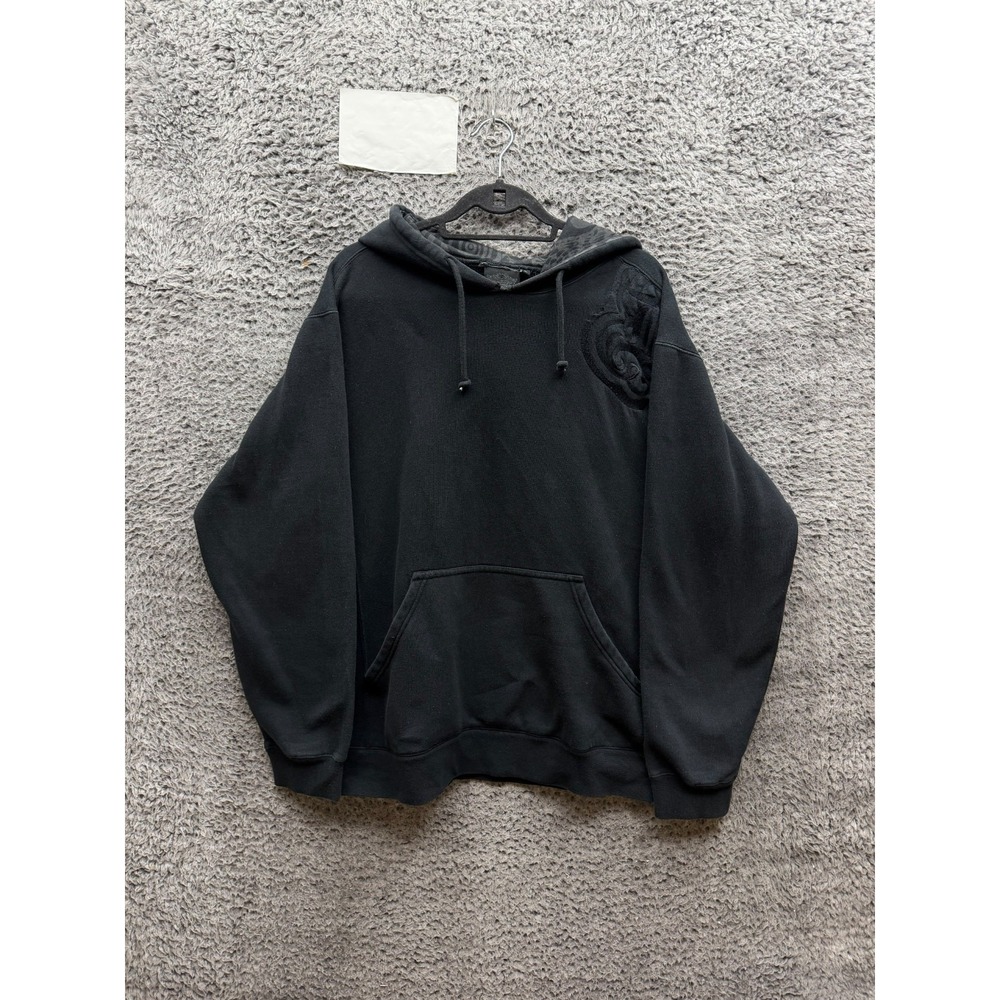 Harley Davidson Embroidered Fleece Oversized Pullover Hoodie Black Mens Size L